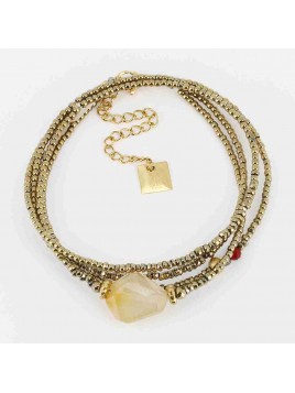 Bracelet acier doré Pyrite...