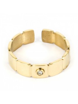 BAGUE ACIER DORE BLANC