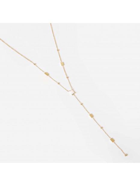 COLLIER–Ariane–ACIER DORE–zirconium sertis–38+5cm 9.5cm Zag Bijoux