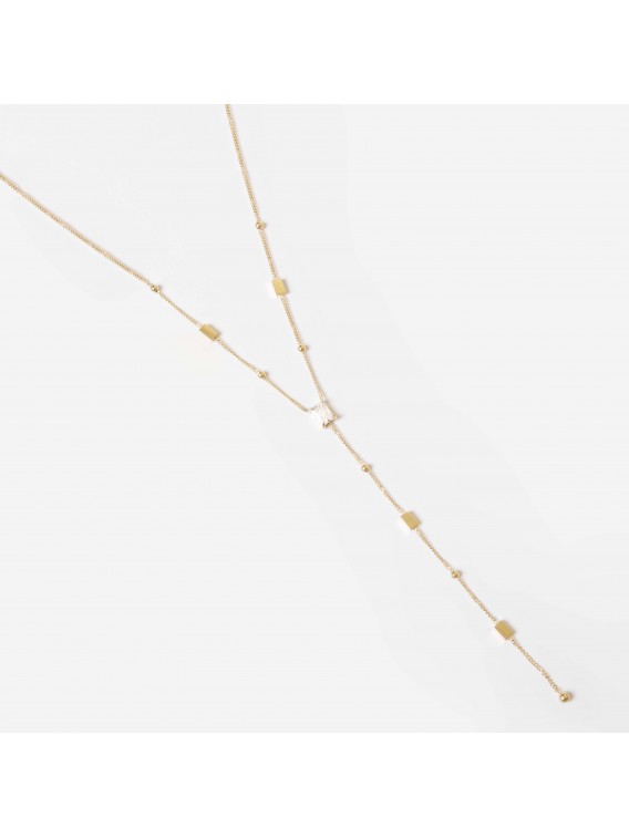 COLLIER–Ariane–ACIER DORE–zirconium sertis–38+5cm 9.5cm Zag Bijoux