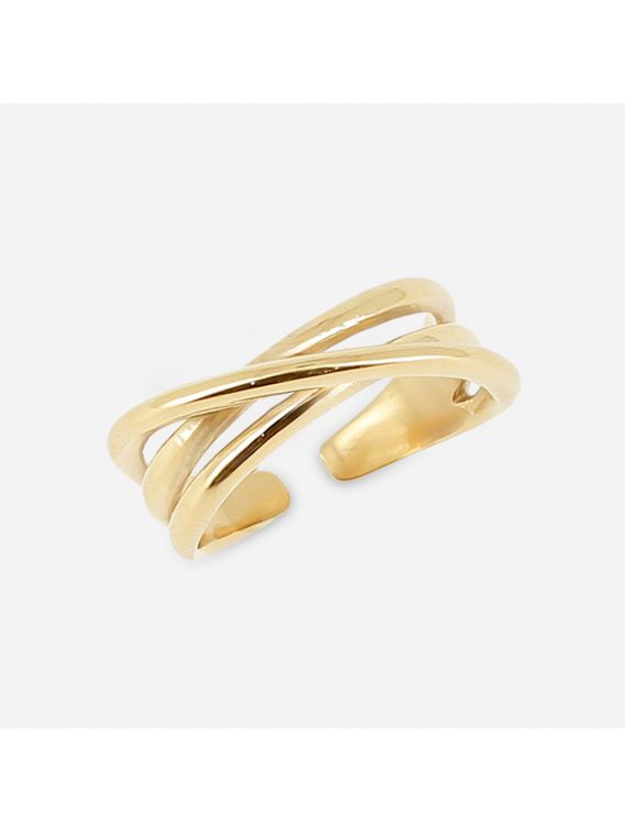 BAGUE–Tidja–ACIER DORE–7x23mm Zag Bijoux