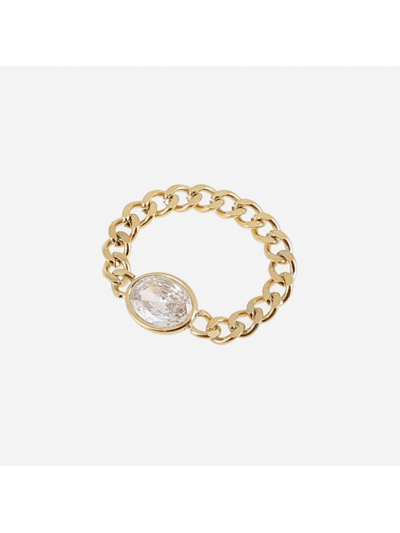 BAGUE–TAILLE–ACIER DORE–zirconium–54 Zag Bijoux