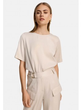Blouse col rond en sergé de...