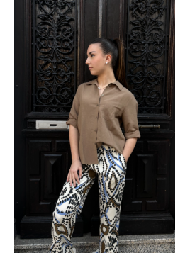 Pantalon large imprimé en...