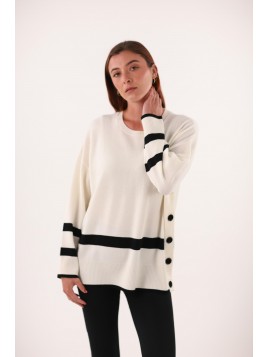 Pull rayures et boutons...