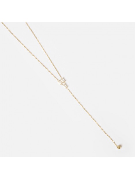 COLLIER–Baratia–ACIER DORE–zirconium sertis–40+5cm 8cm Zag bijoux