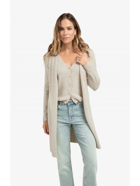 Cardigan long avec couche de gilet en maille torsadée YAYA