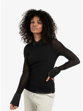 Mousseline doublée avec col...