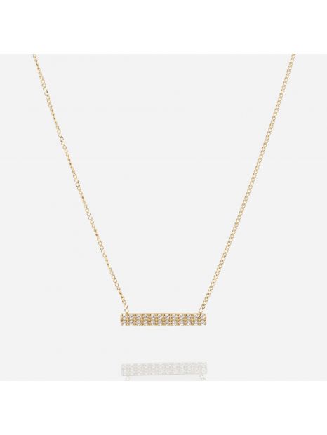 COLLIER–COURT–ACIER DORE–zirconium Zag bijoux