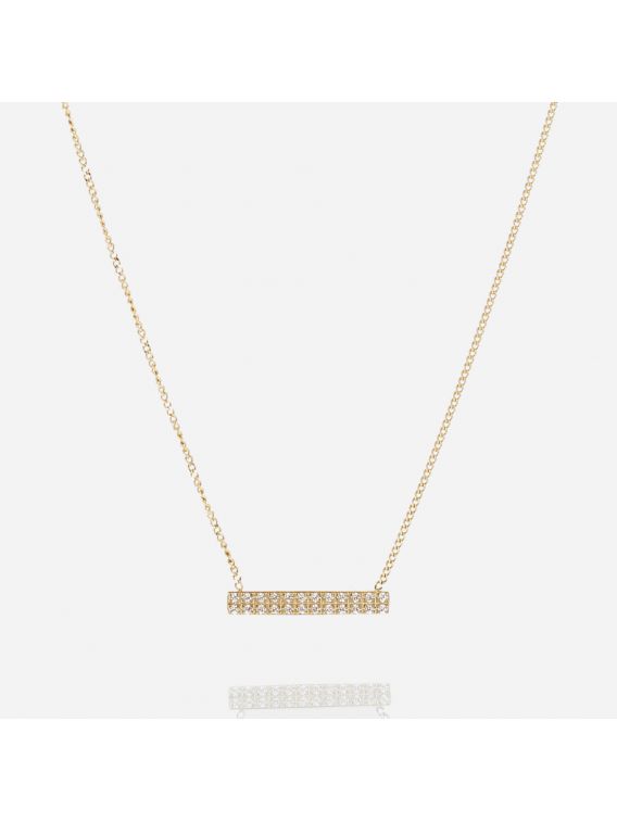 COLLIER–COURT–ACIER DORE–zirconium Zag bijoux