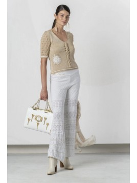 Jupe Elisa Cavaletti - Taille 34/XS, Beige 2 Tons, Coton élastane, Neuve Sans étiquettes
