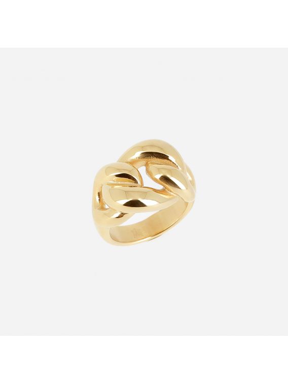 BAGUE–Collega–ACIER DORE–52 Zag Bijoux