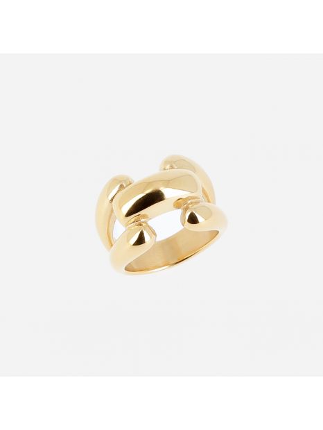 BAGUE–Corvus–ACIER DORE–56 Zag Bijoux