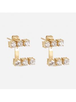 BOUCLE D'OREILLE–Caterina–ACIER DORE–zirconium Zag Bijoux