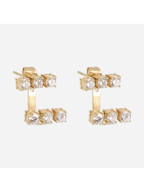 BOUCLE D'OREILLE–Caterina–ACIER DORE–zirconium Zag Bijoux