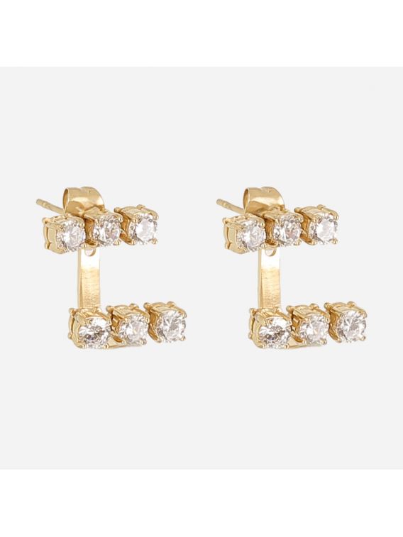 BOUCLE D'OREILLE–Caterina–ACIER DORE–zirconium Zag Bijoux