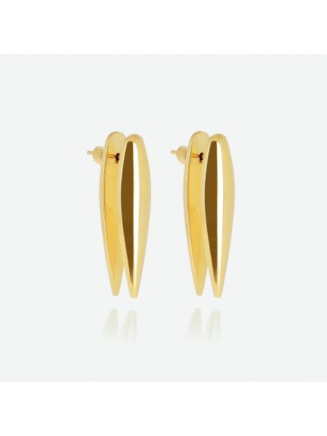 BOUCLE D'OREILLE–Pluma–ACIER DORE–L:30mm Zag Bijoux