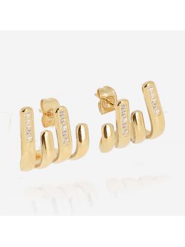 BOUCLE D'OREILLE–Stevia–ACIER DORE–zirconium Zag Bijoux