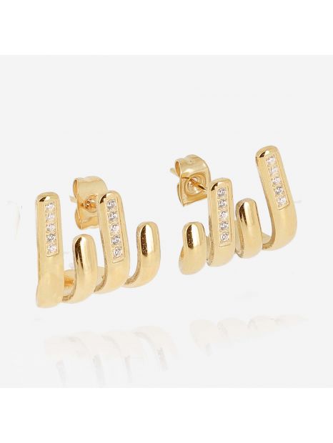 BOUCLE D'OREILLE–Stevia–ACIER DORE–zirconium Zag Bijoux