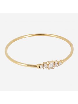 BRACELET–Capra–ACIER DORE–zirconium Zag Bijoux