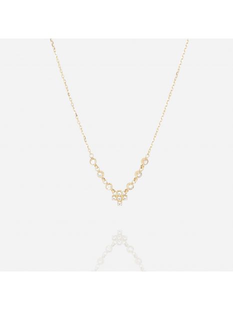 COLLIER–Baburu–ACIER DORE–zirconium Zag Bijoux