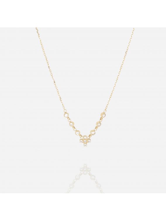 COLLIER–Baburu–ACIER DORE–zirconium Zag Bijoux