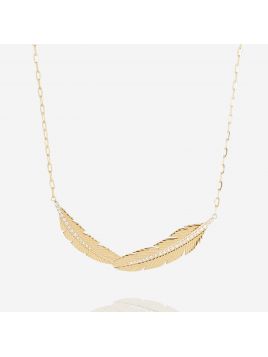 COLLIER–Badesi–ACIER DORE–zirconium–38+5cm Zag Bijoux