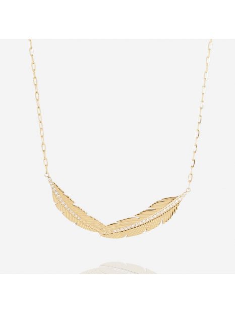 COLLIER–Badesi–ACIER DORE–zirconium–38+5cm Zag Bijoux