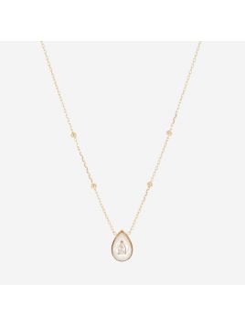 COLLIER–Boson–ACIER DORE–nacre–38+5cm Zag Bijoux