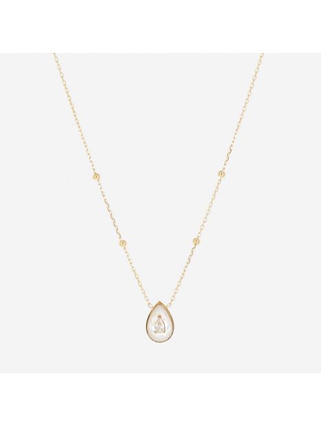 COLLIER–Boson–ACIER DORE–nacre–38+5cm Zag Bijoux