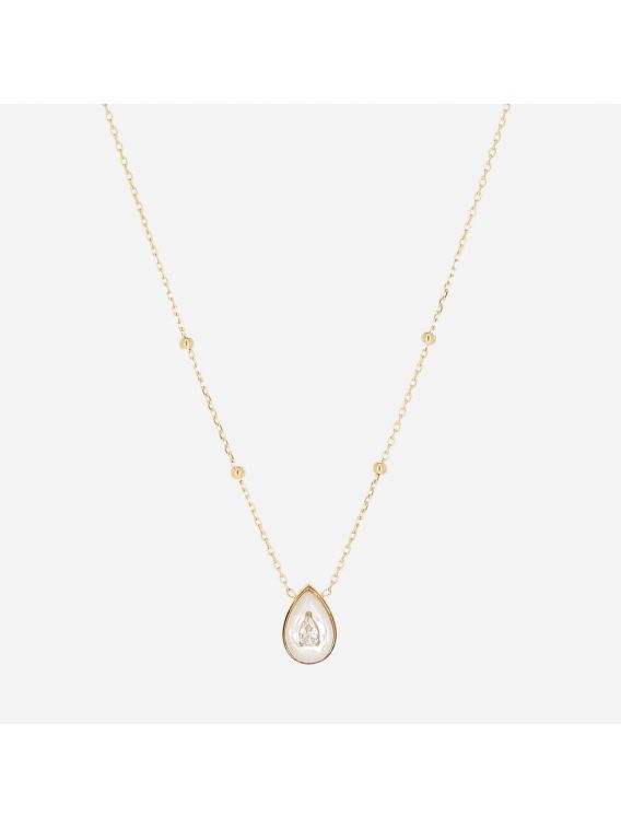 COLLIER–Boson–ACIER DORE–nacre–38+5cm Zag Bijoux