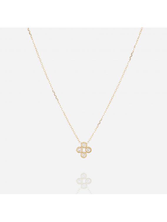 COLLIER–Candela–ACIER DORE–zirconium–38+5cm Zag Bijoux