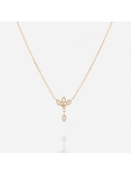 COLLIER–Erchie–ACIER DORE–zirconium–38+2+2cm Zag Bijoux