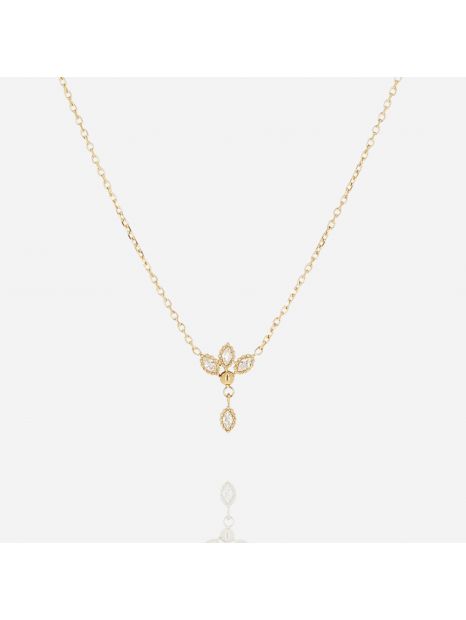 COLLIER–Erchie–ACIER DORE–zirconium–38+2+2cm Zag Bijoux