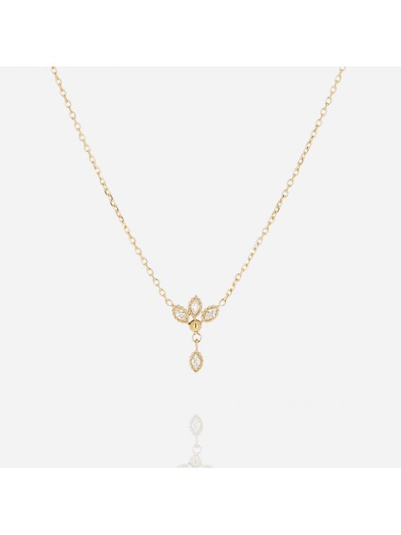 COLLIER–Erchie–ACIER DORE–zirconium–38+2+2cm Zag Bijoux