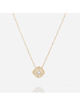 COLLIER–Ermi–ACIER DORE–zirconium–38+5cm Zag Bijoux