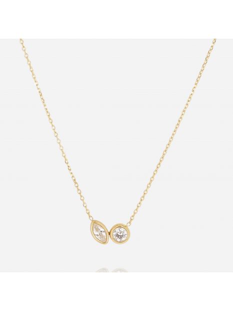 COLLIER–Galatina–ACIER DORE–zirconium–38+5cm Zag Bijoux