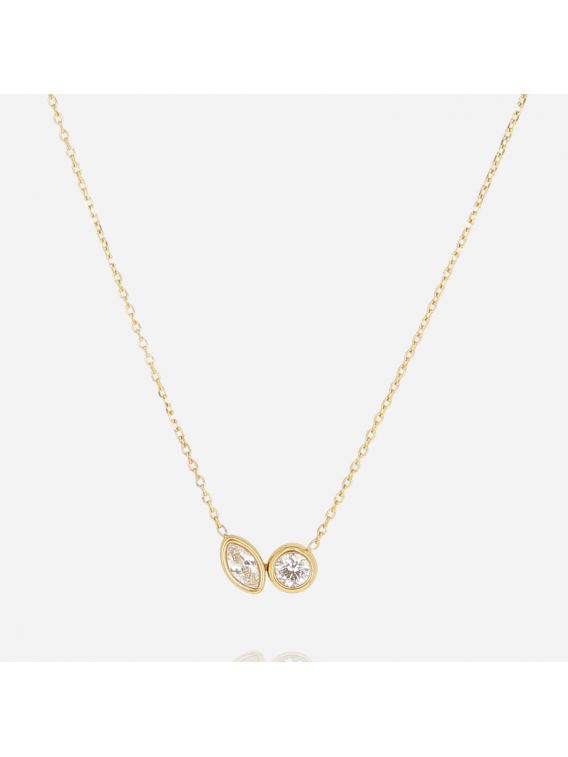 COLLIER–Galatina–ACIER DORE–zirconium–38+5cm Zag Bijoux