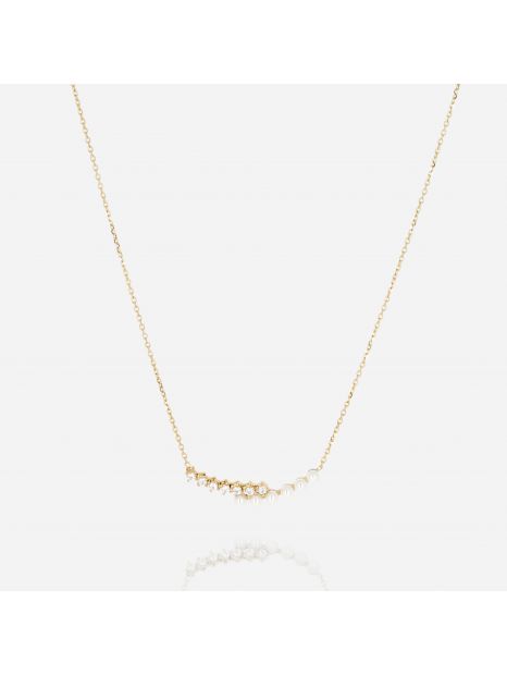 COLLIER–Nido–ACIER DORE–zirconium+nacre Zag Bijoux