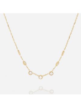 COLLIER–Papanice–ACIER DORE–zirconium–38+2+2cm Zag Bijoux