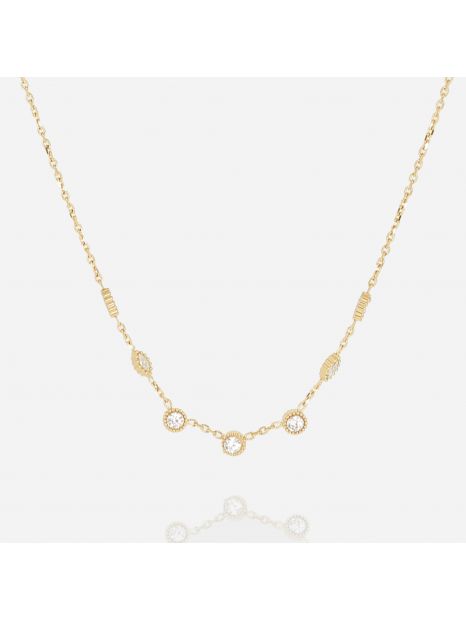 COLLIER–Papanice–ACIER DORE–zirconium–38+2+2cm Zag Bijoux