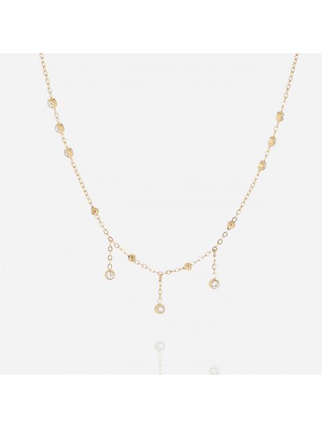 COLLIER–Raddusa–ACIER DORE–zirconium Zag Bijoux