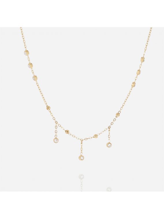 COLLIER–Raddusa–ACIER DORE–zirconium Zag Bijoux