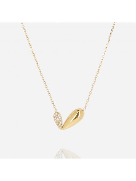 COLLIER–Riola–ACIER DORE–zirconium–38+5cm Zag Bijoux