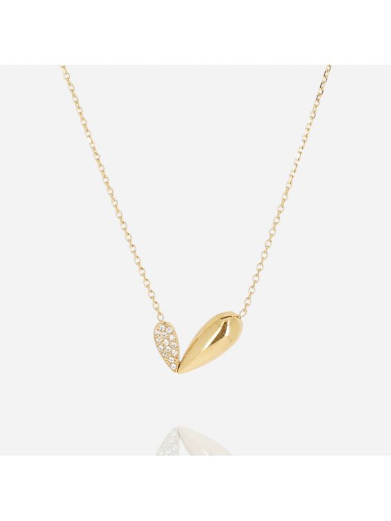 COLLIER–Riola–ACIER DORE–zirconium–38+5cm Zag Bijoux