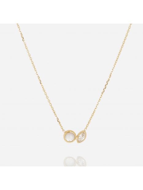 COLLIER–Ruffano–ACIER DORE–nacre–38+5cm Zag Bijoux