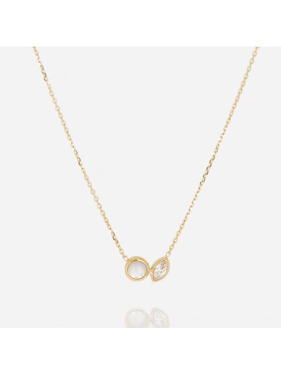COLLIER–Ruffano–ACIER DORE–nacre–38+5cm Zag Bijoux