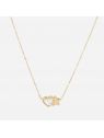 COLLIER–Sassari–ACIER DORE–zirconium+nacre–38+5cm Zag Bijoux