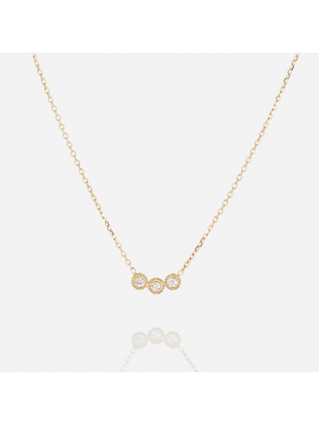 COLLIER–Taormine–ACIER DORE–zirconium–38+2+2cm Zag Bijoux