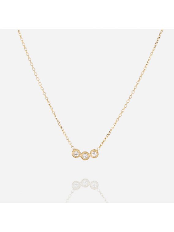COLLIER–Taormine–ACIER DORE–zirconium–38+2+2cm Zag Bijoux